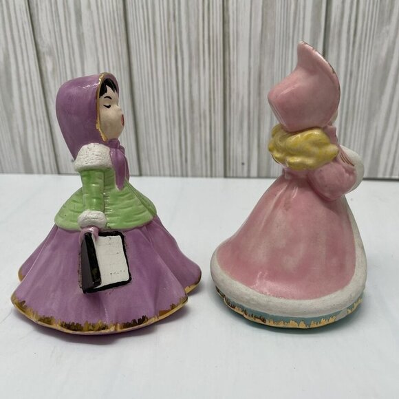 Vtg 2 Holland Mold Christmas Victorian Caroler Figurines Holiday 2 Small Chips - Picture 7 of 14